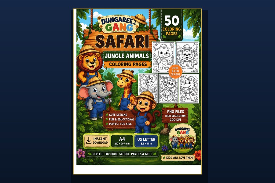 Dungaree Gang Safari Coloring Book